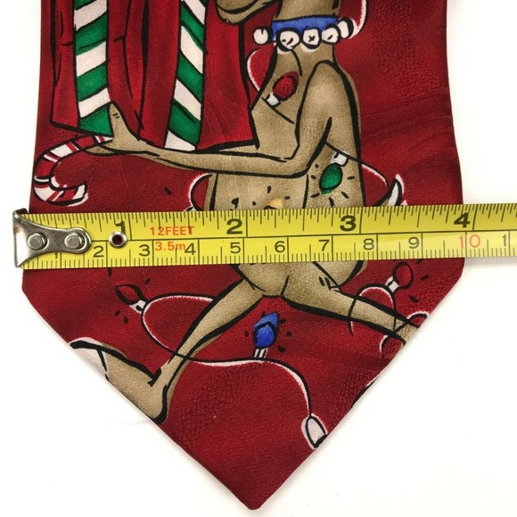 Noel Christmas Tie Holiday Reindeer Gifts String Light Holiday 100% Silk Necktie - Picture 10 of 11